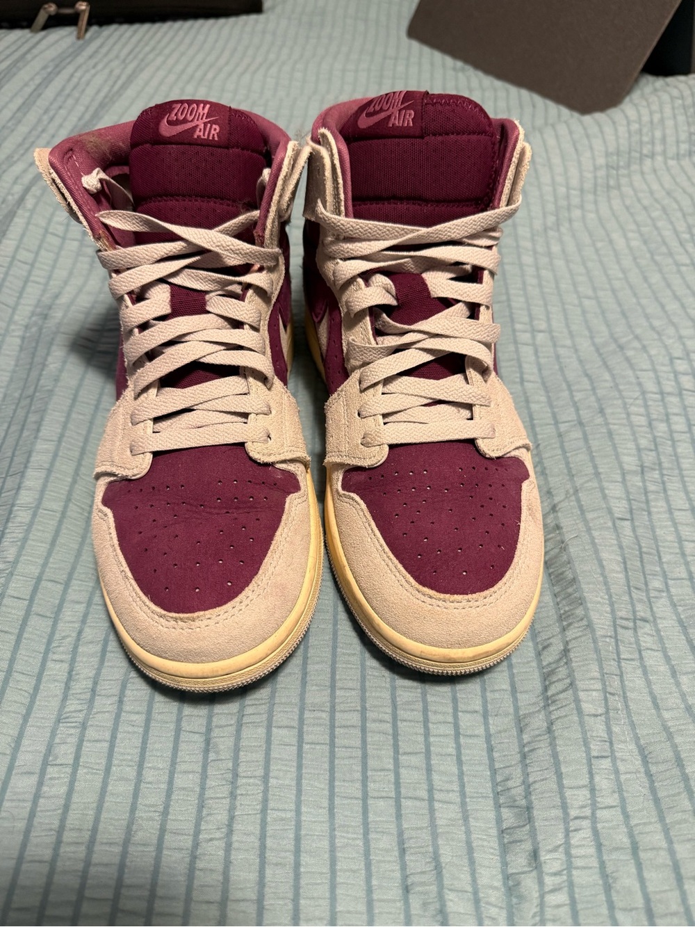 Nike High-Top Sneakers in Burgundy and Cream